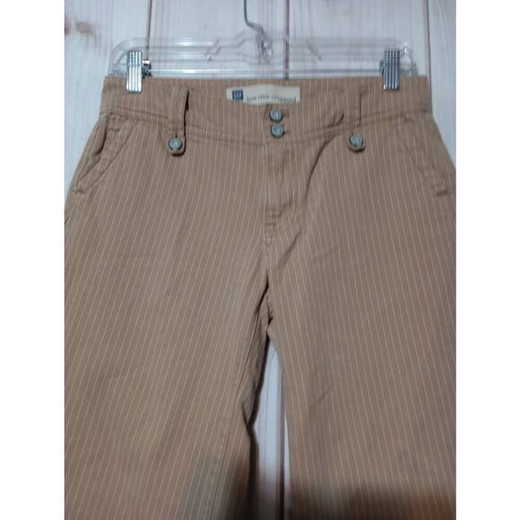 Gap Pants Ladies 2‎ Khaki Low Rise Cropped Tan White - Picture 3 of 7